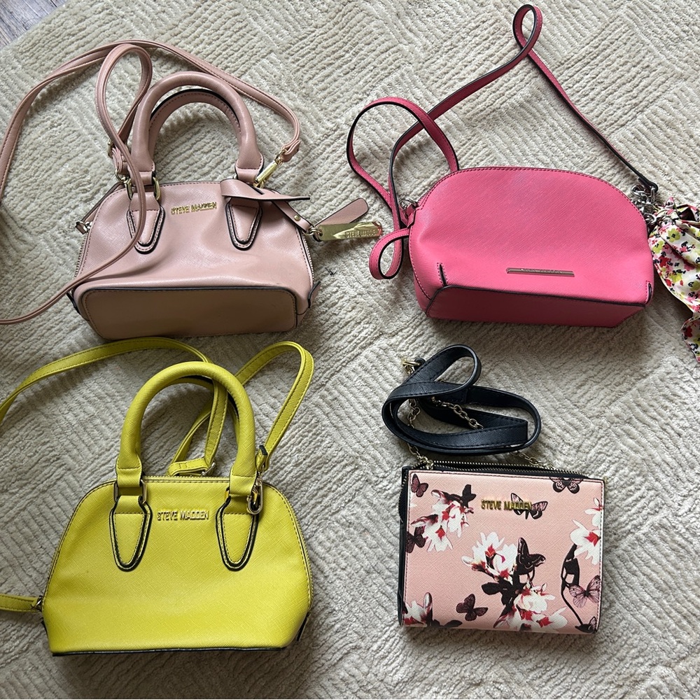 Steve Madden Pink, Yellow, and Black Crossbody Bag Set